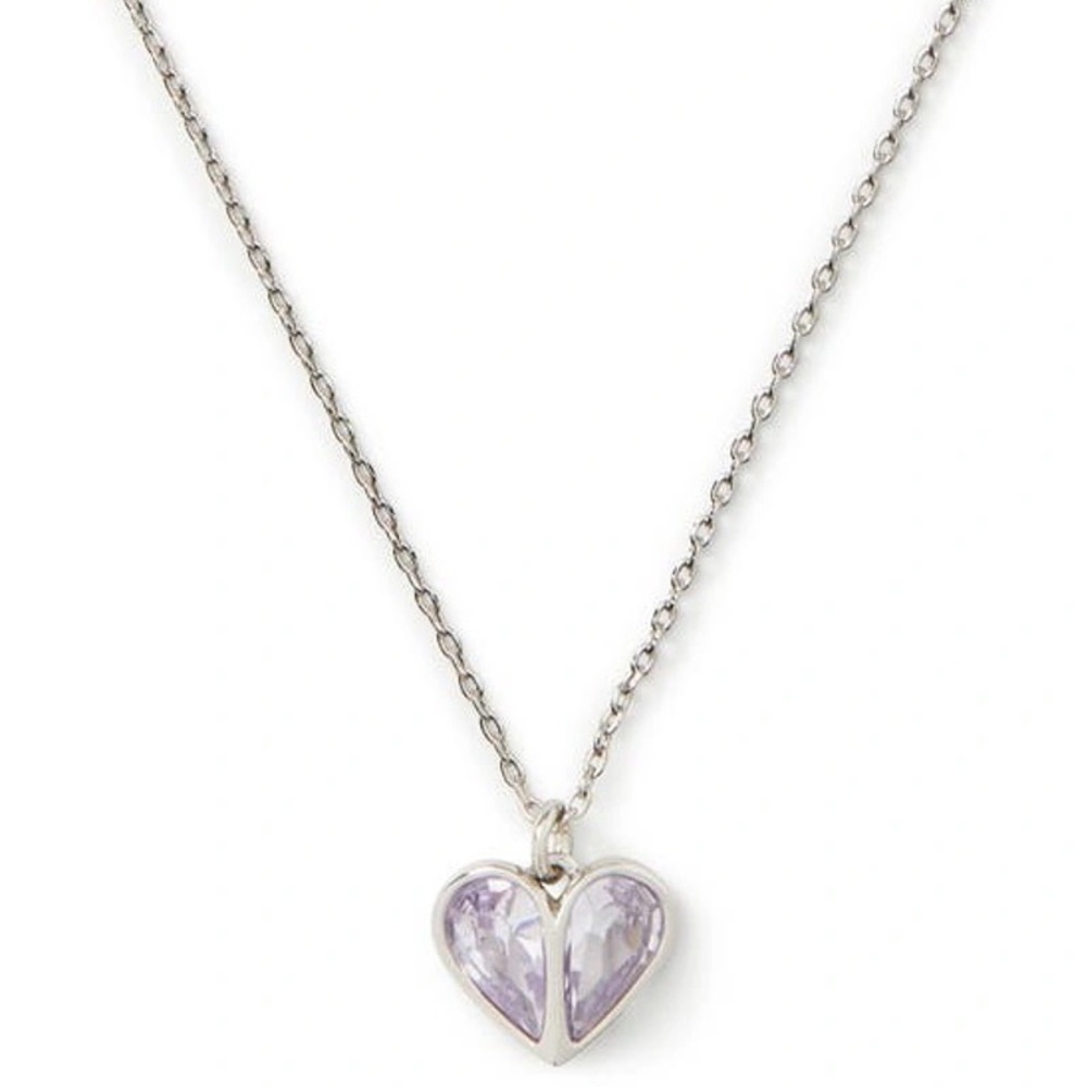 KATE SPADE NEW YORK Cubic Zirconia Heart Pendant Necklace in Light Amethyst